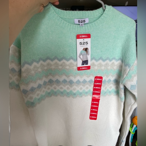 525 America sweater in mint and soft white, comfortable and warm size XS - Picture 7 of 8